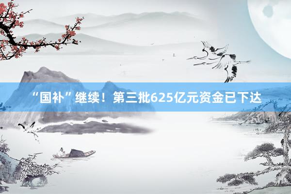 “国补”继续！第三批625亿元资金已下达