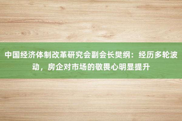 中国经济体制改革研究会副会长樊纲：经历多轮波动，房企对市场的敬畏心明显提升