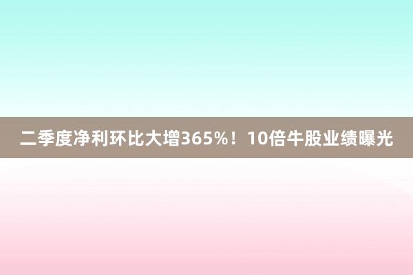 二季度净利环比大增365%！10倍牛股业绩曝光