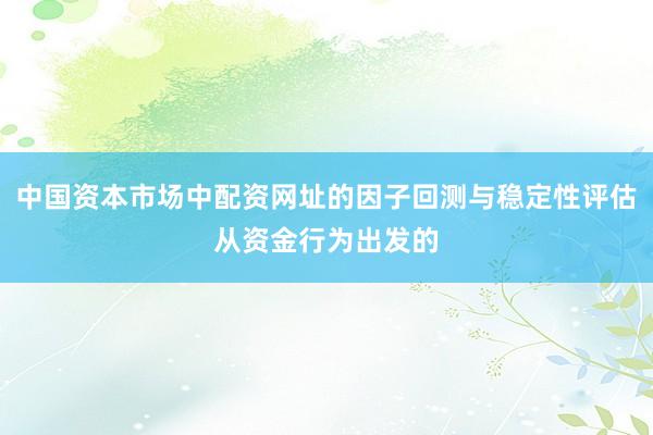 中国资本市场中配资网址的因子回测与稳定性评估从资金行为出发的