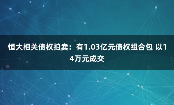 恒大相关债权拍卖：有1.03亿元债权组合包 以14万元成交
