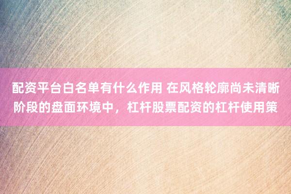 配资平台白名单有什么作用 在风格轮廓尚未清晰阶段的盘面环境中，杠杆股票配资的杠杆使用策