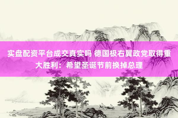 实盘配资平台成交真实吗 德国极右翼政党取得重大胜利：希望圣诞节前换掉总理