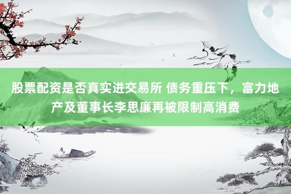 股票配资是否真实进交易所 债务重压下，富力地产及董事长李思廉再被限制高消费