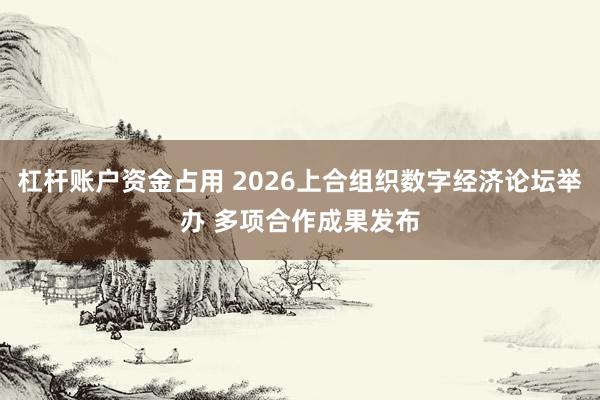 杠杆账户资金占用 2026上合组织数字经济论坛举办 多项合作成果发布