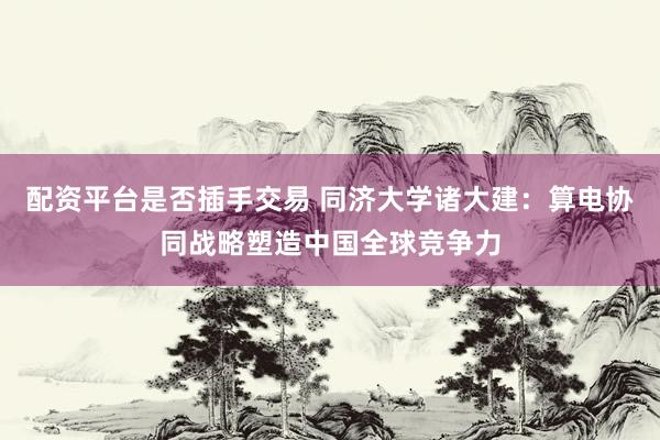 配资平台是否插手交易 同济大学诸大建：算电协同战略塑造中国全球竞争力