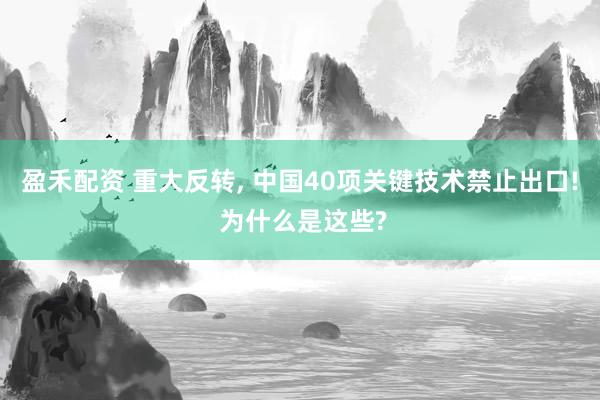 盈禾配资 重大反转, 中国40项关键技术禁止出口! 为什么是这些?